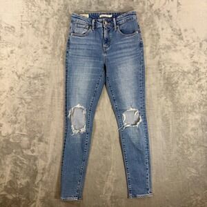 Levi's Premium 721 High Rise Skinny Jeans Womens Size 25 | 25x30 Blue Distressed